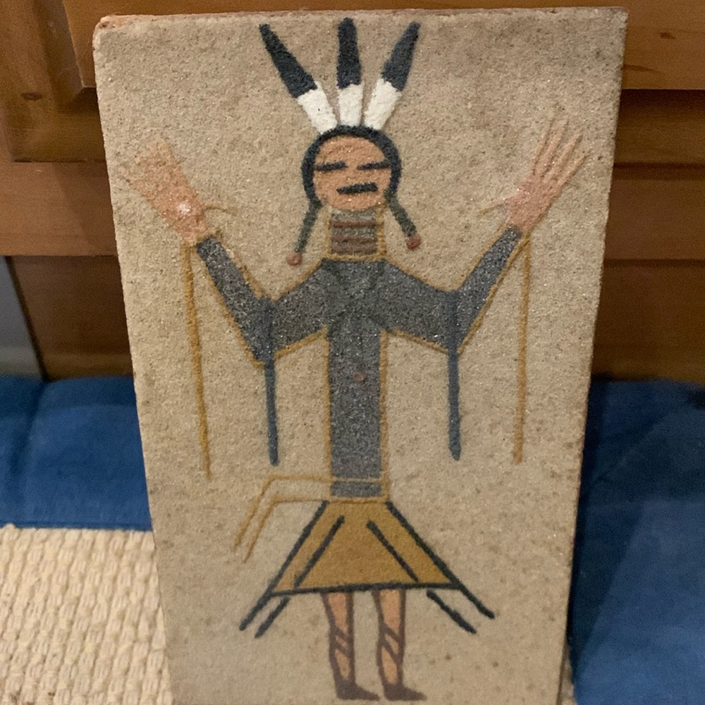 Vintage Southwest Indian Sand Painting of the healing God